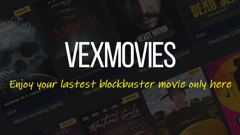 Vexmovies homepage showing the vast library of HD movies and TV series.